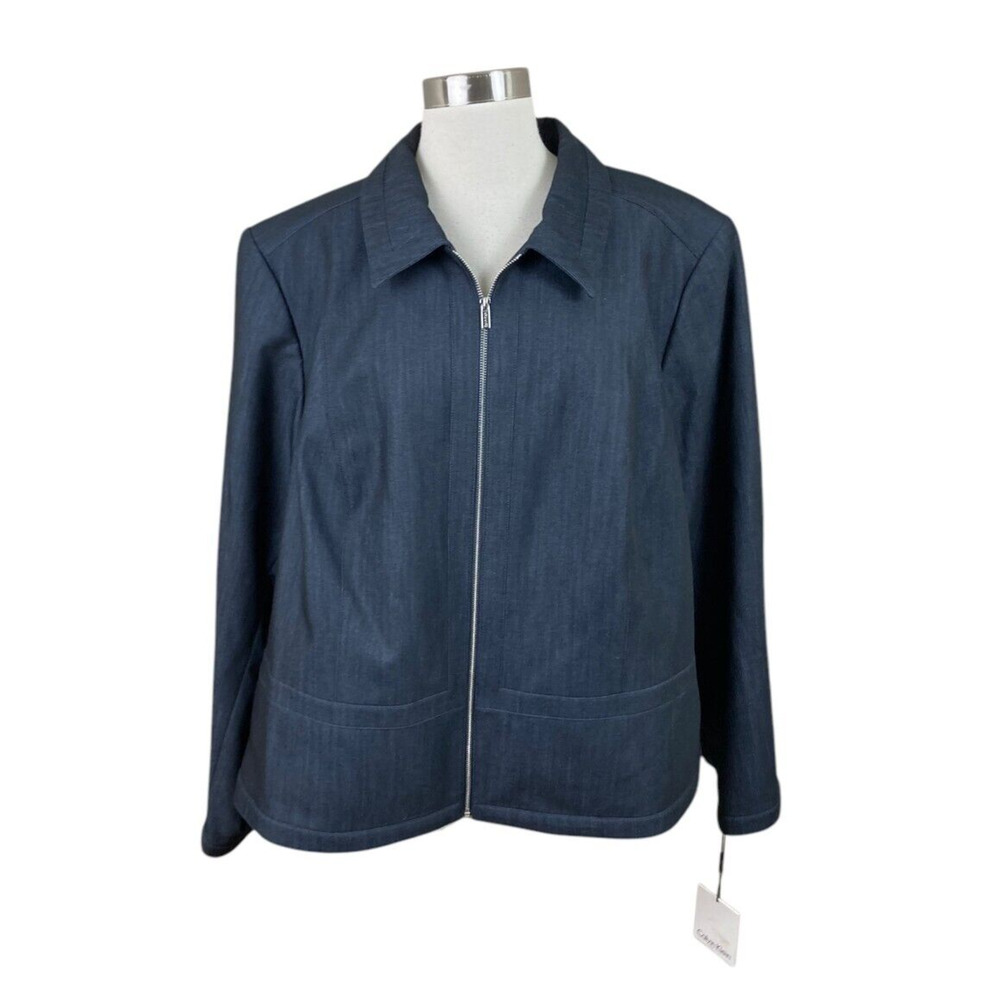Calvin Klein NEW 22W Indigo Blue Zip Jacket Career Stretch